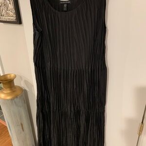 Eileen Fisher Crinkle Silk Tiered Midi Dress  -Small